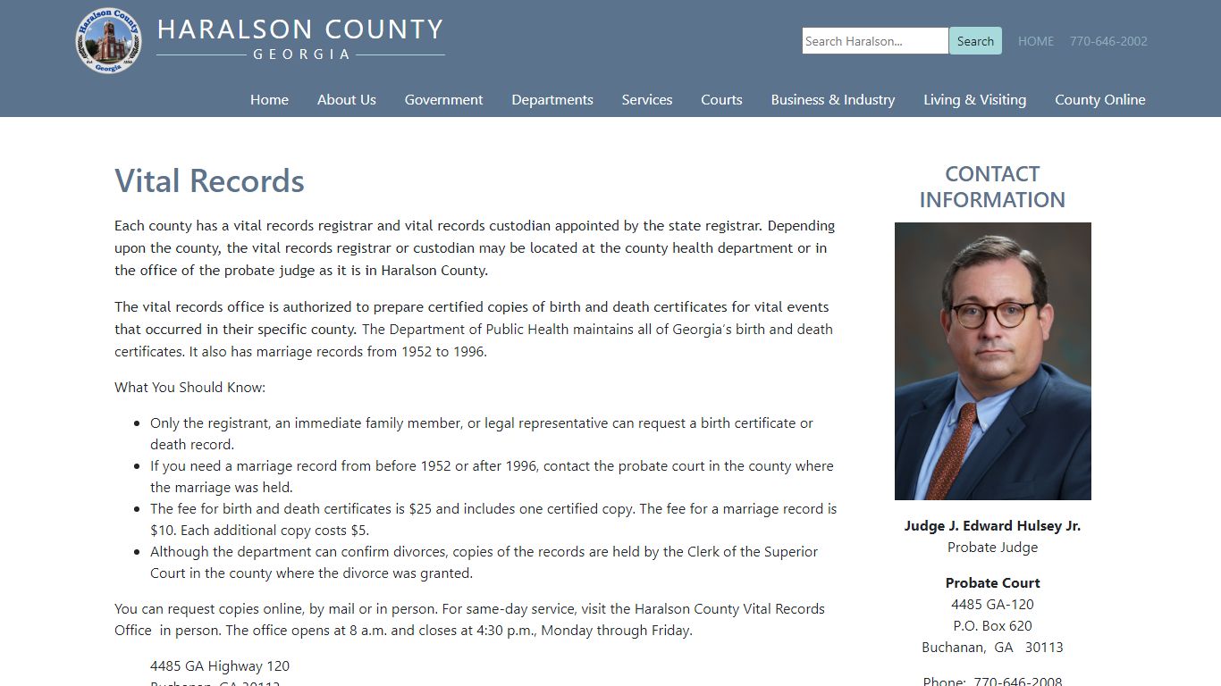 Vital Records - Haralson County Board of Commissioners